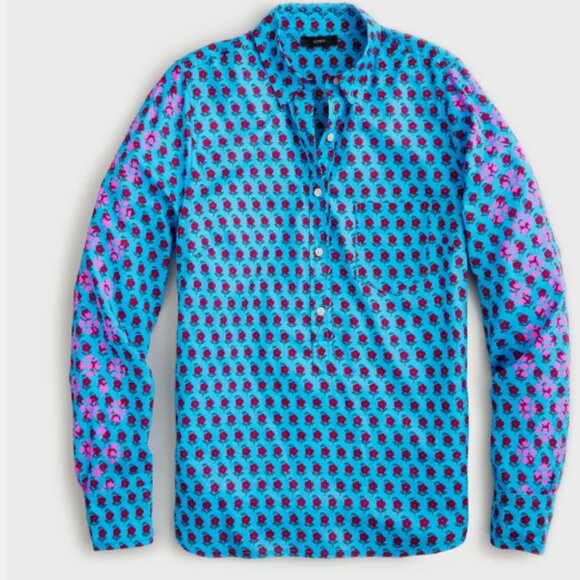 J. Crew Block Floral Print Classic Popover Shirt Small - Picture 1 of 13